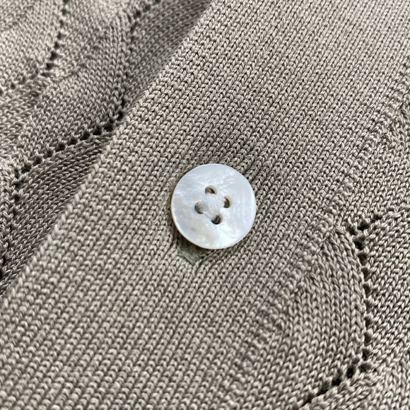 Suitsupply Cotton Silk Semi Sheer Lace Knit Short Sleeve Button Up Polo Cardigan - Picture 11 of 14